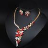 Simple Rhinestone Gemstone Necklace Earrings Set Banquet Dress Women'S Fashion Accessories