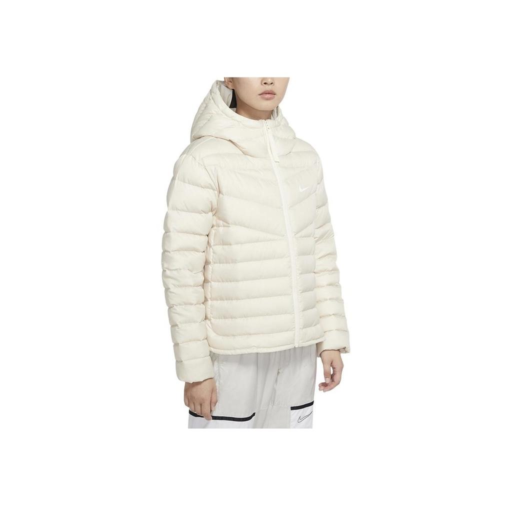 Nike Solid Color Windproof Warm Sports Hooded Down Jacket Women Jackets Off-White DR1585-206