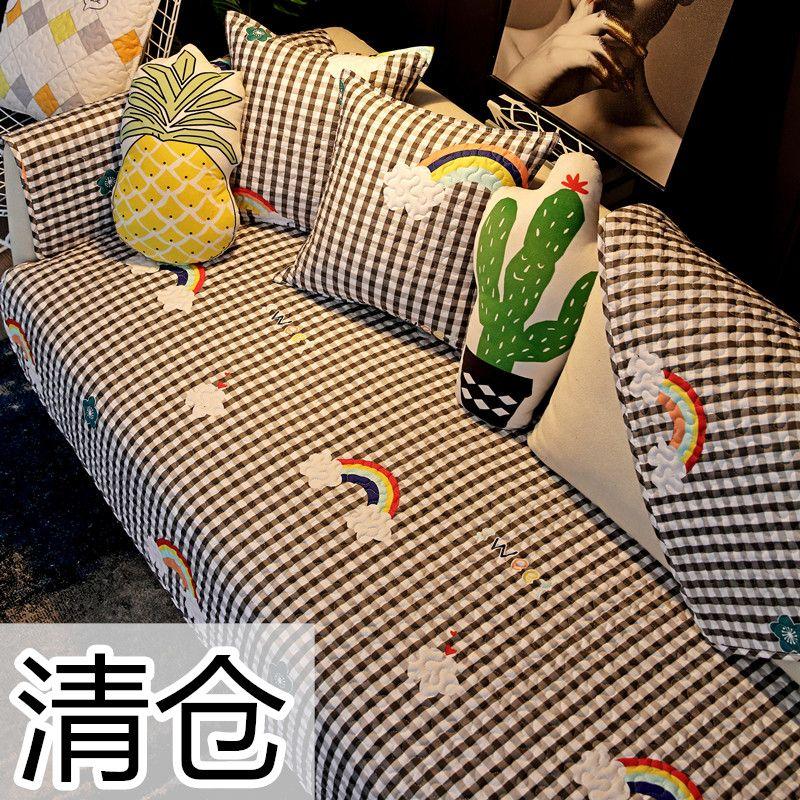 

Nordic Style Pure Cotton Non-Slip Cloth Cartoon Sofa Cushion Cotton Rainbow Bridge 90*70cm can be handrail