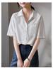 Simple commuting short sleeved shirt for women in 2026 summer, thin, fashionable, loose, versatile, solid color casual shirt