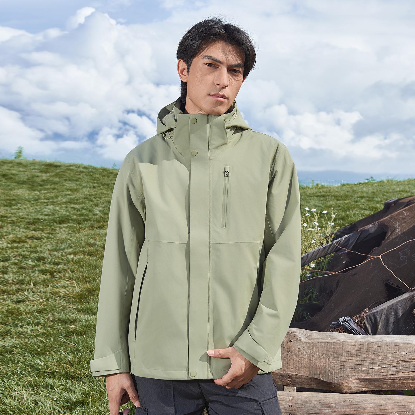 Unisex Winter Windproof Three-in-One Jacket with Detachable Duck Down Liner for Mountaineering XL