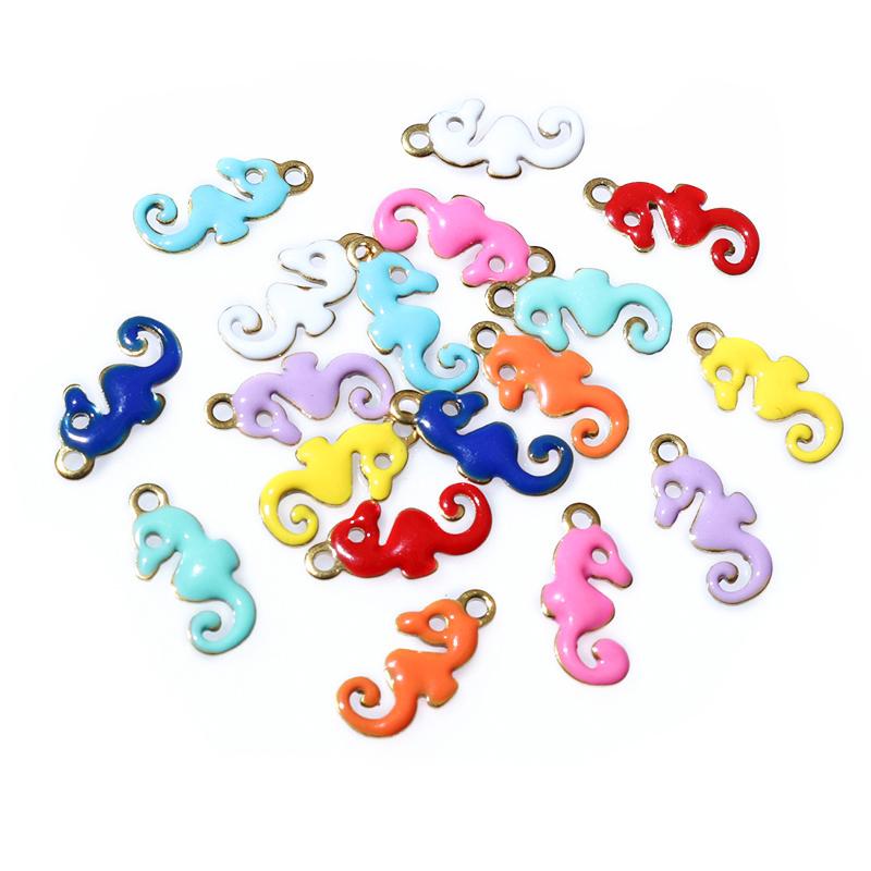 20pcs 12x6mm Stainless Steel Seahorse Hippocampus Enamel Charms Pendant Stainless Steel DIY Jewelry Making Accessories Findings
