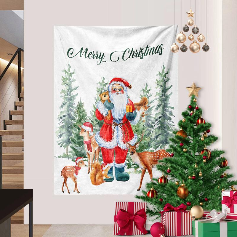 Cross-border Christmas Snowman Background Cloth Christmas Tree Wall Hanging Cloth Amazon Tapestry