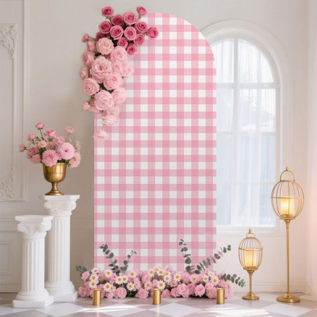 6.56ft Pink Stretchy Arch Backdrop Stand Covers, Photography Background Stand Covers for Wedding Birthday Baby Shower Party