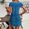 Neues Damen-Kurzarmkleid, Milchseide-Imitation Denim-Print-Kleid, Europäischer Amerikanischer Stil Grenzüberschreitendes Damen-Freizeitkleid