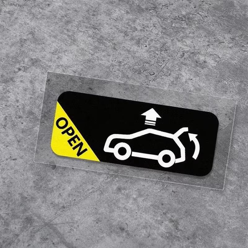 Personalized Car Trunk Auto Opening Prompt Sticker Electric Vehicle Warning Decal Waterproof Car Accessories Decoration