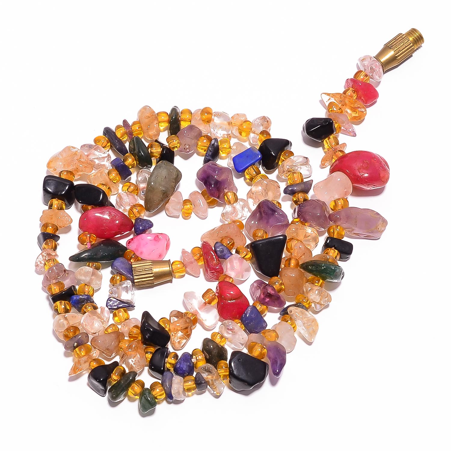 

Ожерелье из необработанных гладких бусин из розового кварца, цитрина, аметиста 5-12 мм 18,5 UB-7910 UB-7910