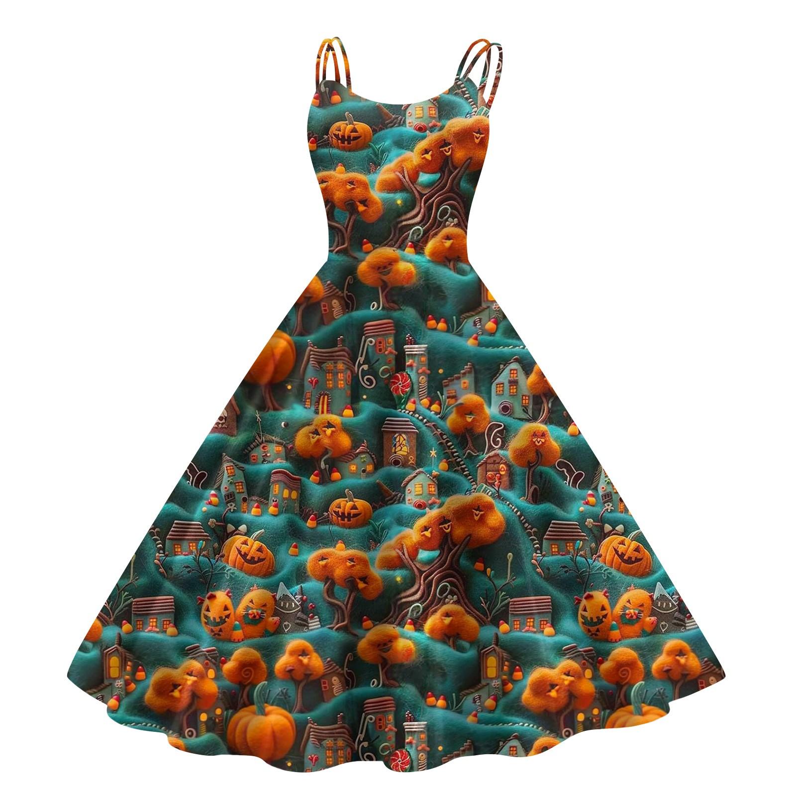 

Женское модное повседневное платье с принтом на Хэллоуин, сексуальное с открытыми плечами, в стиле панк, ретро L