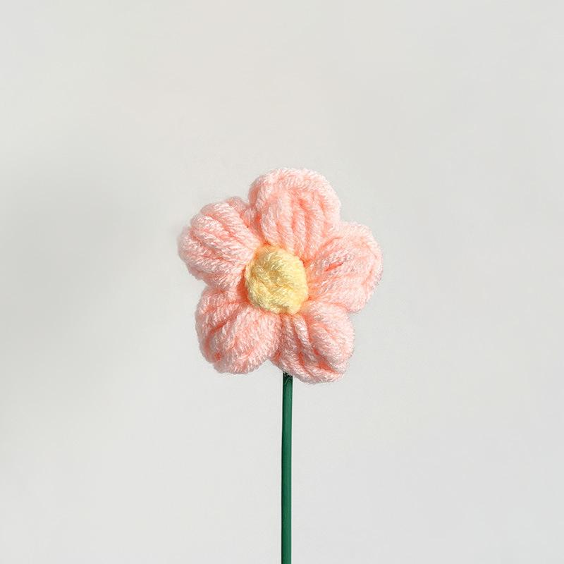 Handmade Woven Yarn Knitted Faux Flower Bouquet
