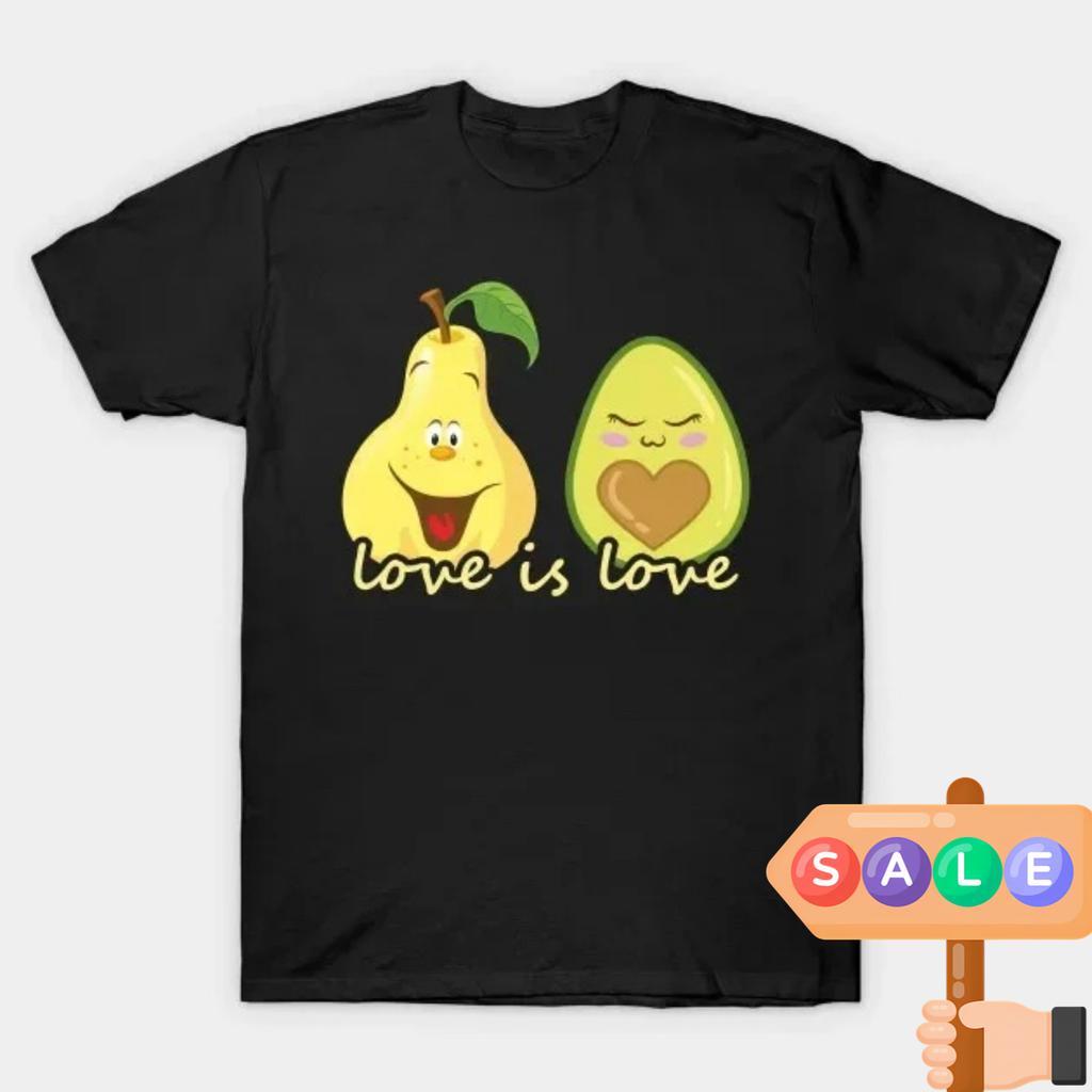 Love Is Love Funny Pear and Avocado Valentines Day TShirt 100 Cotton ONeck Short Sleeve Casual Mens Tshirt Size S3XL