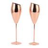 2pcs Copper Champagne Flutes Set Sturdy Thick Bottom Stainless Steel Brass Plated Champagne Glasses
