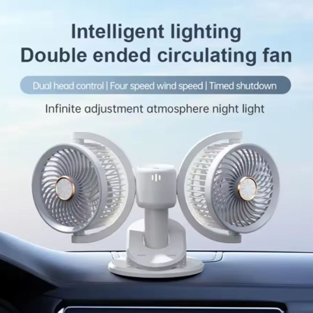 Adjustable Height Dual Head Circulation Fan Can Be Clamped Night Light New Air Cooler