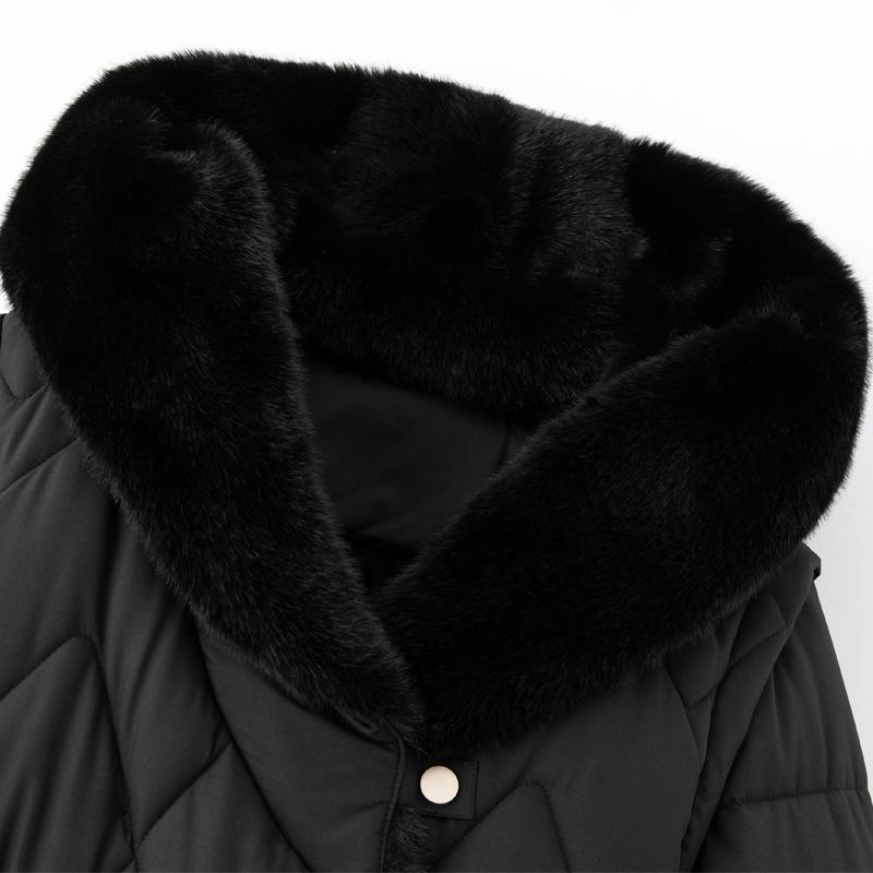 Sleeves Detachable Fashion Woman Parkas Winter Long Coats With Belt Hooded Thick Female Jackets