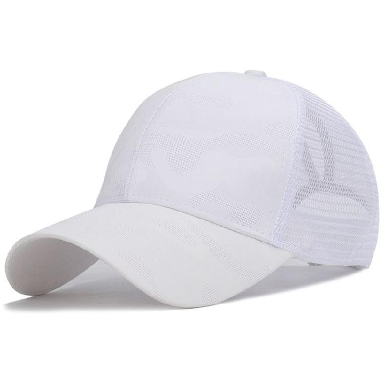 Women Outdoor Sports Hat with Ponytail Hole Camouflage Mesh Back Baseball Cap