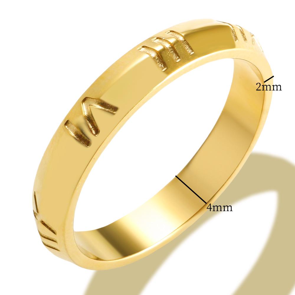 

Многокольцо с римскими цифрами: Ювелирные изделия из нержавеющей стали с покрытием из 18-каратного золота для пар. Size 6