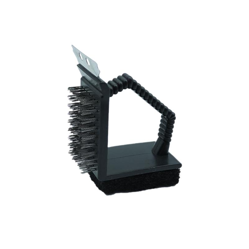 Practical Stainless Steel BBQ Cleaner Brush Copper Wire Bristles And Stainless Steel Scrapers Cleaning Tool