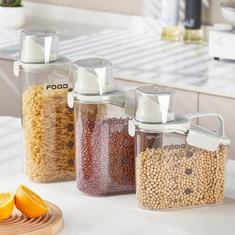 Transparent Bulk Food Container with Pouring Spout Nonslip Handle Box Large Capacity Storage Bin For Snacks Pet Food
