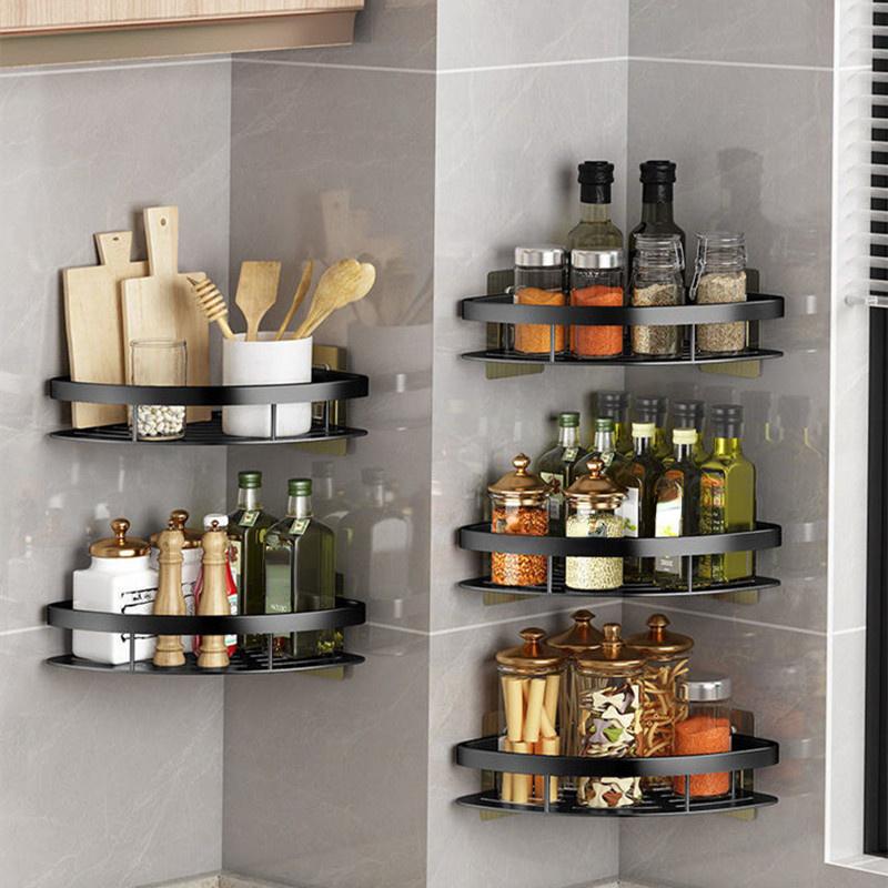 Bathroom Shelf Aluminum Alloy Shampoo Rack Makeup Storage Organizer Shower Shelf Bathroom Accessories No Drill Wall Corner Shelf