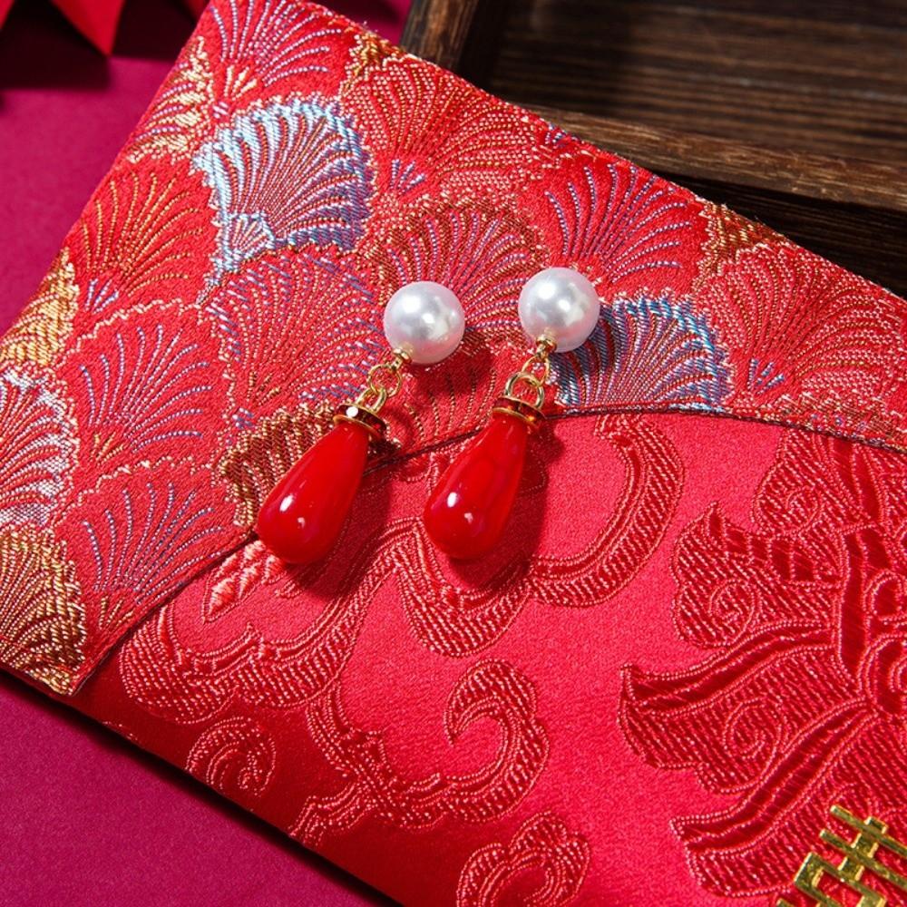 Embroidery Wedding Hongbao Blessing Words Red Pockets Brocade Red Envelop Spring Festival
