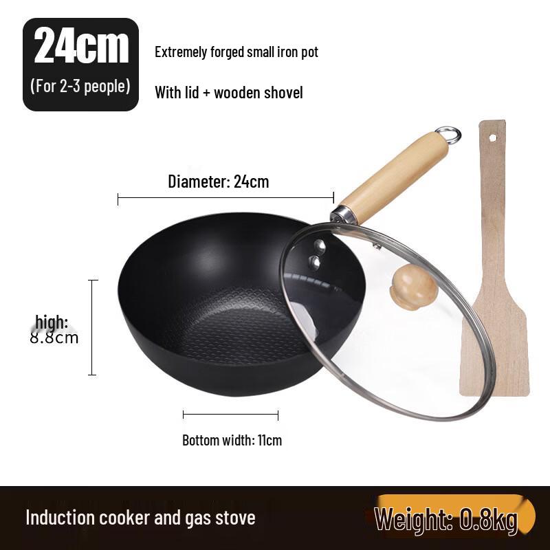 Hakka Flavor Pre-Seasoned Flat-Bottom Mini Cast Iron Frying Pan