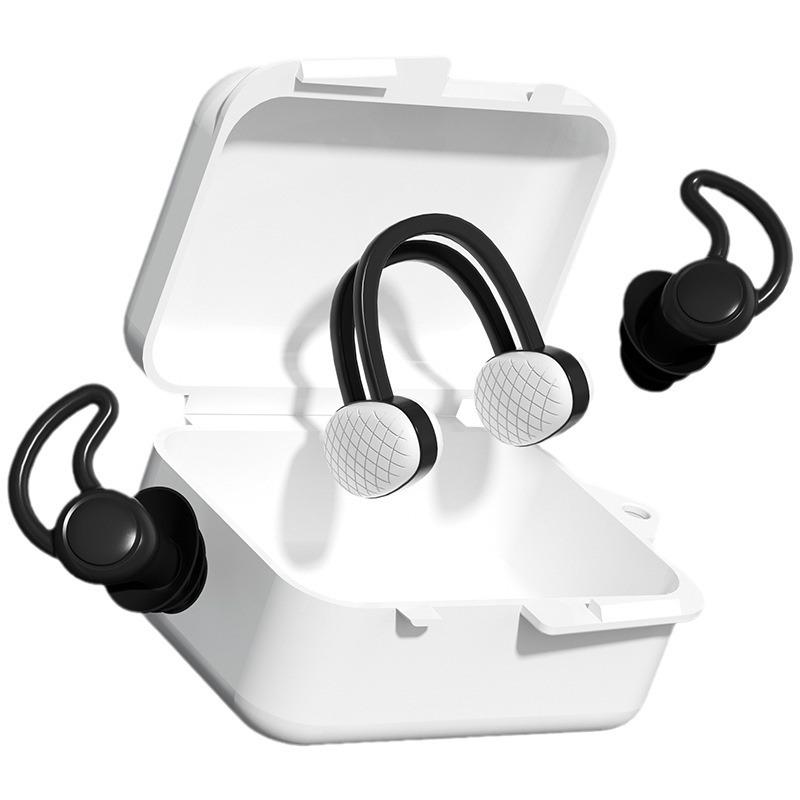 Waterproof Silicone Spiral Earplugs & Soft Nose Clip Set