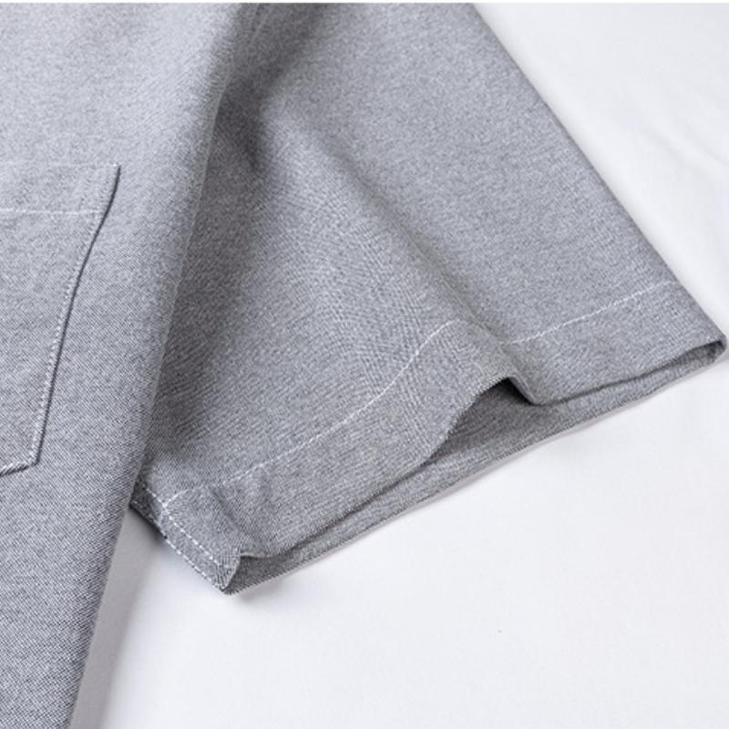 100% Cotton Oxford 3XL Men's Shirts Short Sleeve Regular Fit Formal Single Pocket Work Gray White Shirt