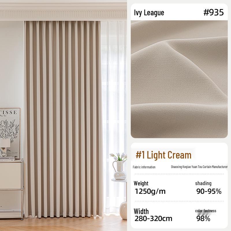 Double-Sided Cream Cotton Linen Curtains, High Shading, Bedroom Premium, Modern Simple Style