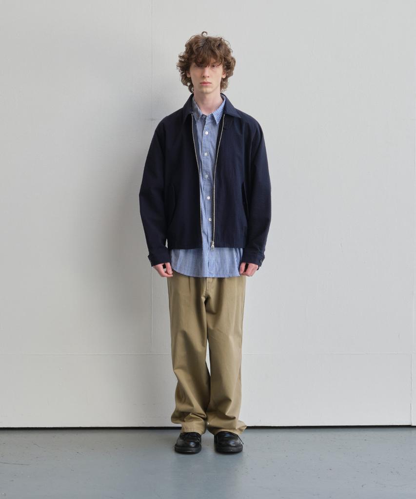 Horlisun Visitor Harrington Seersucker Jacket Navy