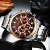 CURREN Sports Chronograph Watch for Man Quartz Movement Large Dial with Auto Date Casual Stainless Steel Band Wristwatch 8361