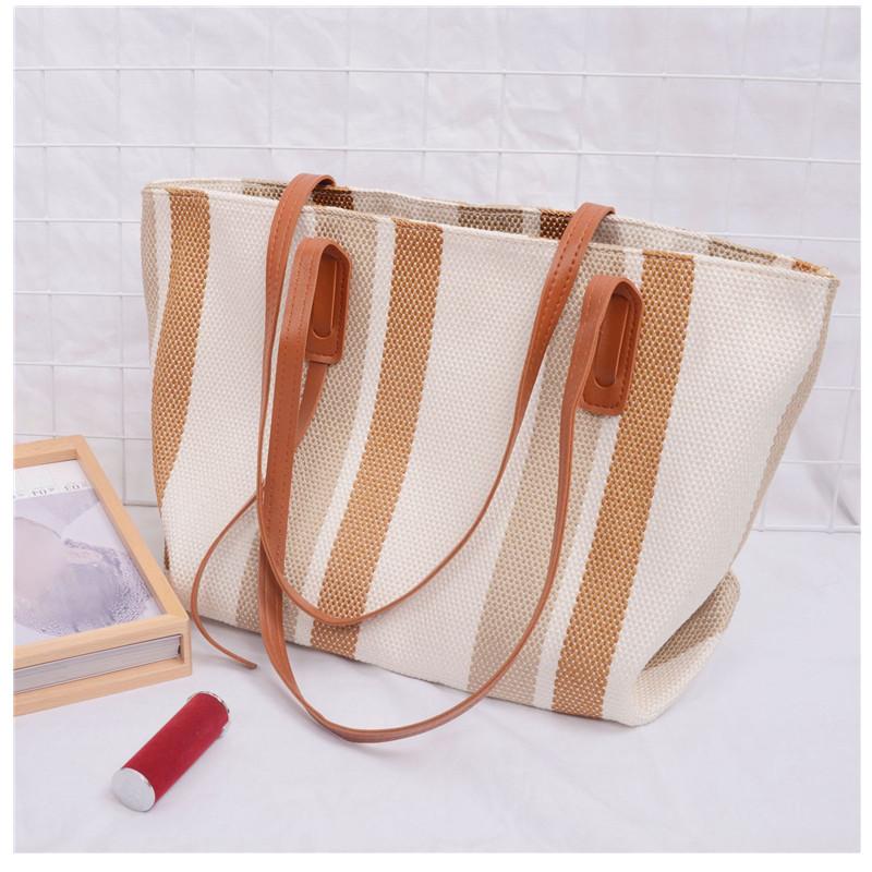 Women'S Bags Popular Large Capacity Tote Bag Shoulder Bag Internet Celebrity Fashion Versatile Striped Handbag