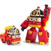 2-Pack Transformable Robot Car Toys Set Roy+Poli Blue/Red Plastic Material Deformable Vehicles