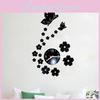 Elegant 3d Mirror Butterfly Flower Clock Wall Sticker Wall Decal For Home Decor