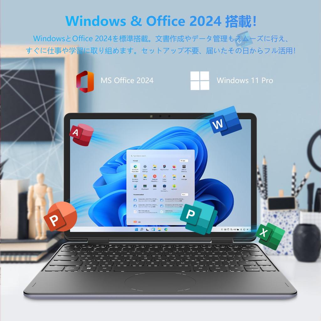 Pink Touchscreen N100 Laptop with YOGA 1920x1200 sRGB 16GB DDR4 Only 2 Million Webcam Bluetooth Transfer No Setup Windows 11 Japanese Keyboard Cover