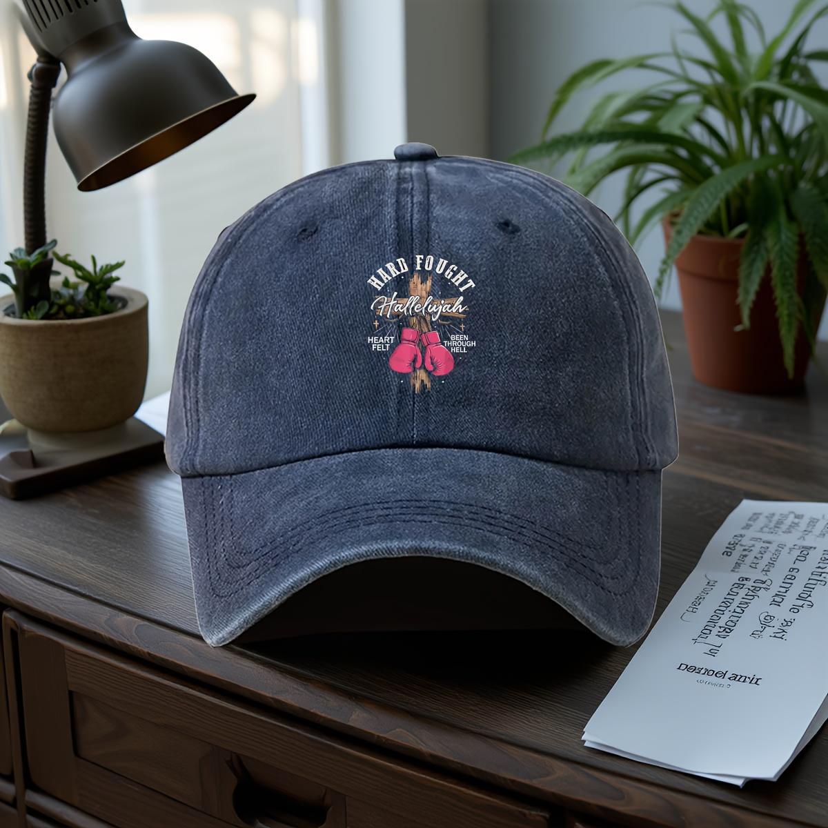 Adjustable Vintage Washed Denim Baseball Cap -  Brandon Hard Fought Praise  Print, Lightweight Casual Hip-Hop Hat for Men & Wome Adjustable