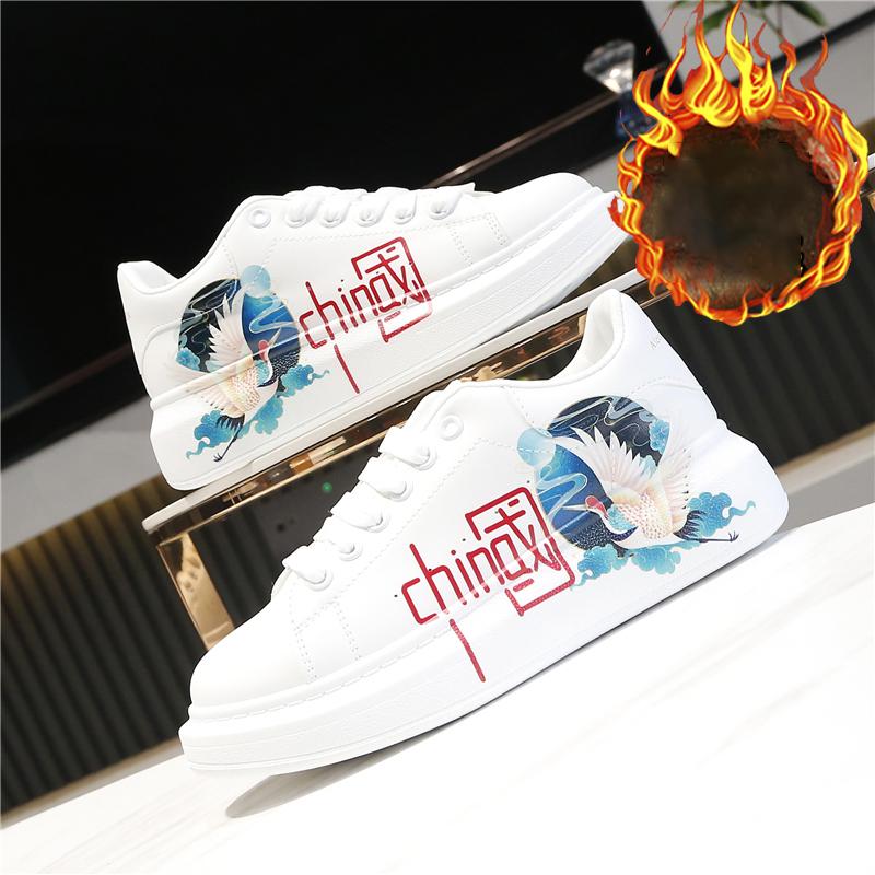 Neue Paar Sport-Sneaker Herren Damen Leder Weiß Plateau Skate Freizeitschuhe Mode Herbst Winter Tennisschuhe Fell Weiße Schuhe