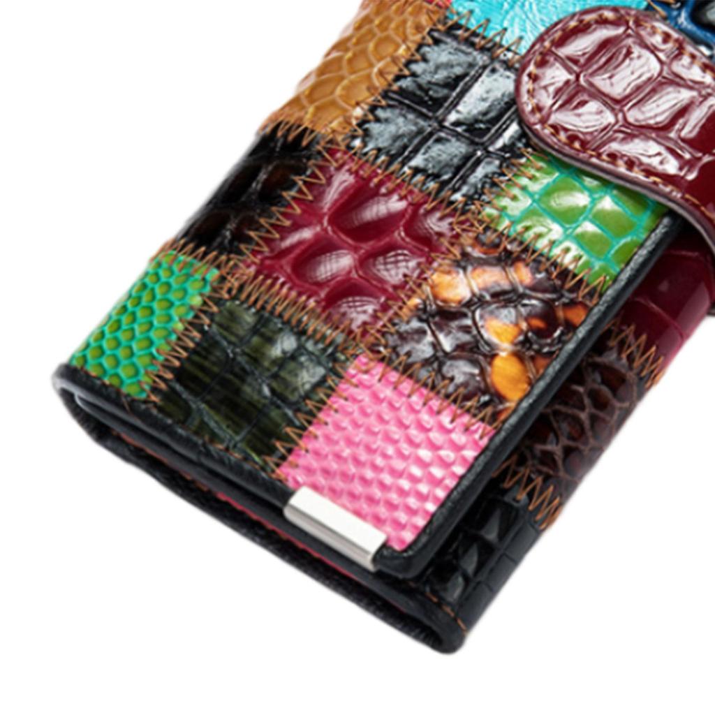 Leather Women Long Wallet Color Matching Purse Fashion Large Capacity Card Holder