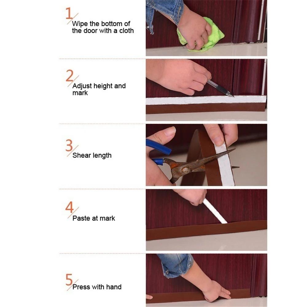 Sound Insulation Self-adhesive Door Window Seal 1/3m Silicone Rubber Door Bottom Sealing Strip Cuttable Windproof Warm