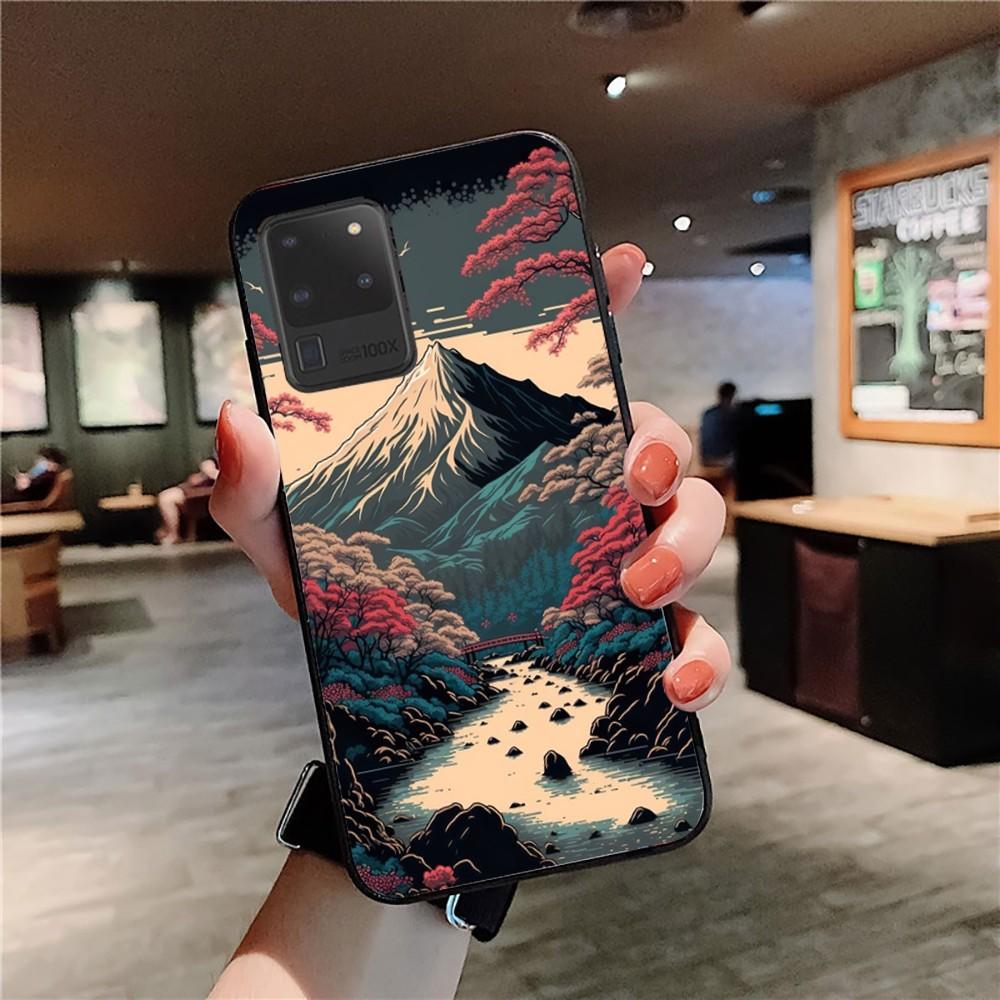 Japanese Aesthetic Mount Fuji Landscape Phone Case For Samsung S 9 10 20 21 22 23 30 23plus lite Ultra FE S10lite Fundas