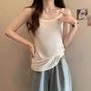 Slightly Chubby MM Summer Ice Silk Camisole Set: White Vest Top with Armpit Coverage