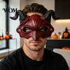 Lightweight Costume Face Mask Demon Horn Mask, Halloween Devil Head Cosplay Prop, Masquerade Vintage Style Party Horror Accessory, Carnival