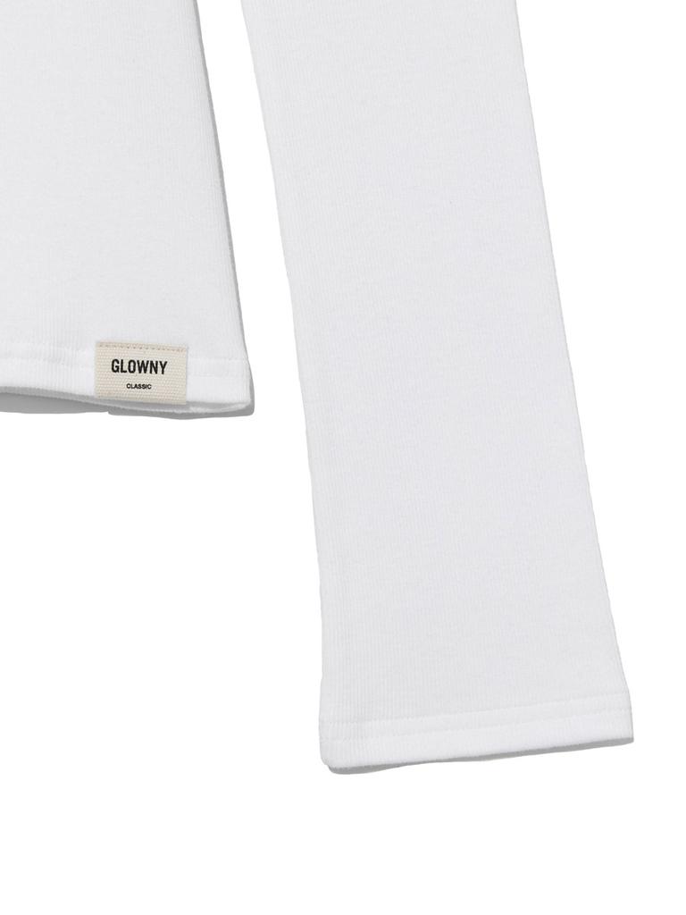 GLOWNY G Classic V-Neck Rib Long Sleeve (White)