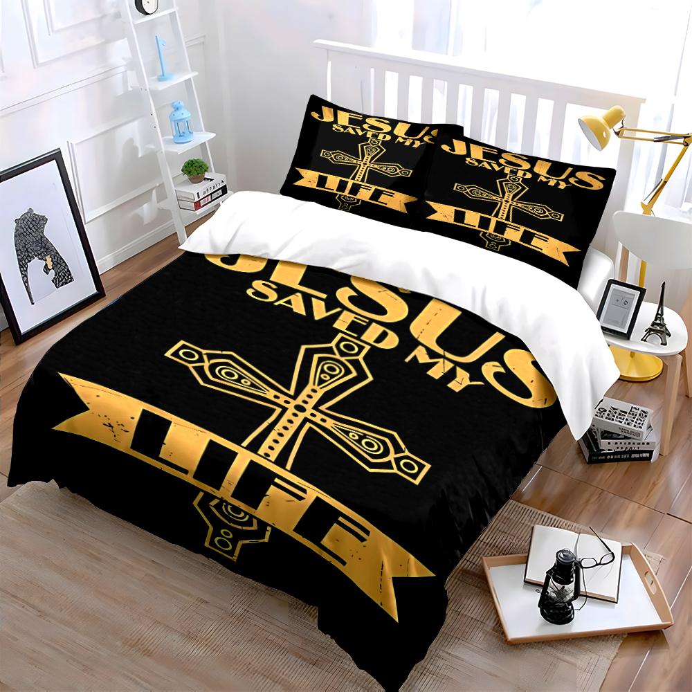 Jesus Saved My Life Bedding Set Bedding set (1 duvet cover, 2 pillowcases, duvet not included)