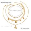 Beach Style Starfish Pendant Necklace Alloy Beads Shell Necklace Multi-layer Necklace  for Women