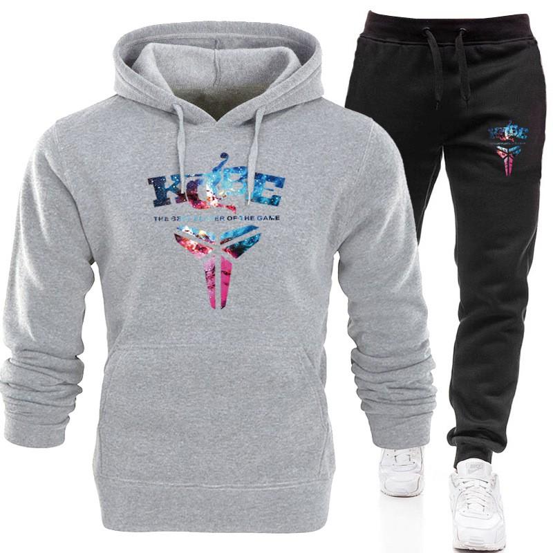 Kobe Bryant Memorial Hoodie Set Mens Black Mamba Streetwear Starry Sport Tracksuit Winter
