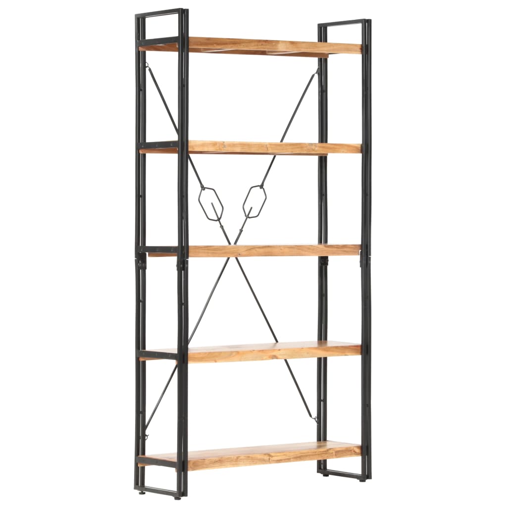 Bookshelf 5 Shelves 90 X 30 X 180 Cm Solid Acacia Wood