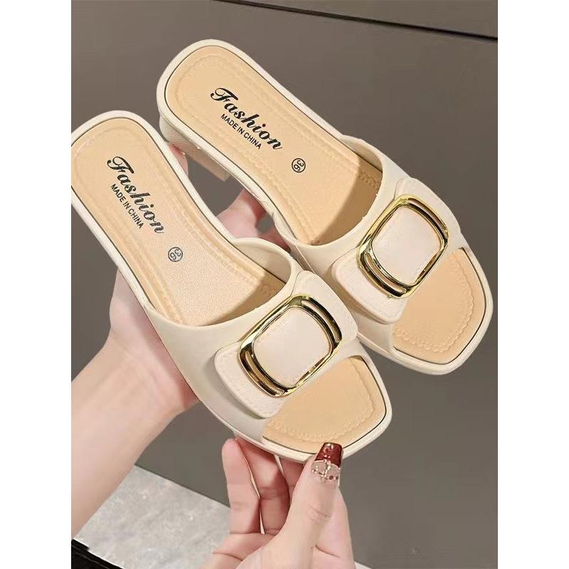 

Темпераментные женские сандалии лето новые уличные универсальные средний каблук пляжная обувь модные нескользящие мягкая подошва износостойкие шлепанцы женские 40-41 fits 39-40 feet