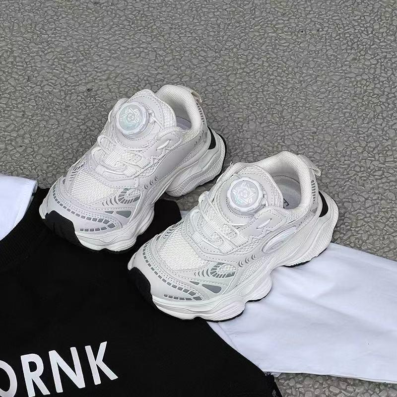 

2025 Kids Breathable Rotating Buckle Sneakers: Lightweight Spring/Autumn Running Shoes for Boys and Girls 32