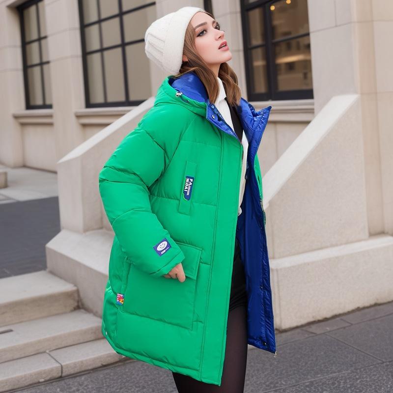 Kadın Aşağı Pamuk Ceket Kış Orta Uzunluk İki Taraflı Ceket