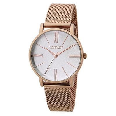 Sun Flame Damen MJGJQA02-PG (GRANDJOUR Fashion Uhr Damen) Runde Uhr aus Goldlegierung, analog