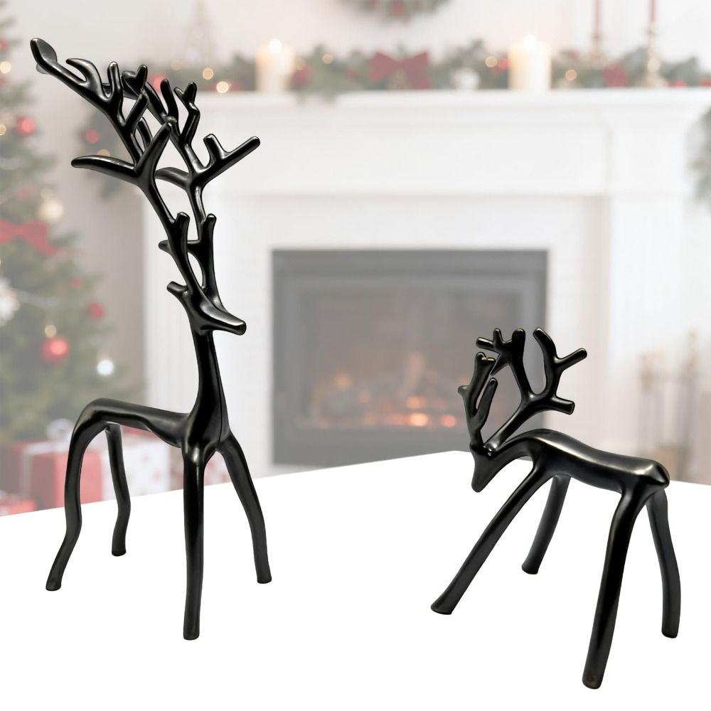 Xmas Black Reindeer Christmas Decoration Modern Decorative Black Reindeer Statues European-Style Deer Sculpture